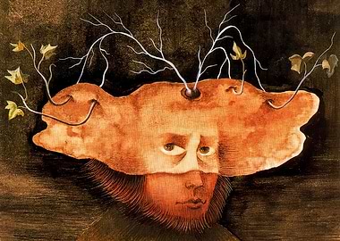 Surreal Portrait with Antlers and Vines by Remedios Varo