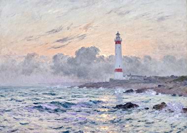 Lighthouse by the Sea at Sunset