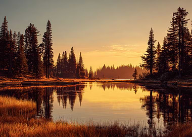 Serene Lake at Sunset