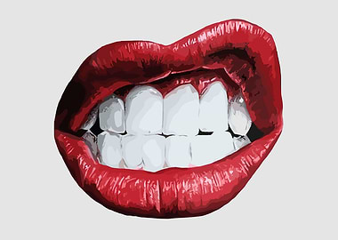 Red Lips Biting Teeth