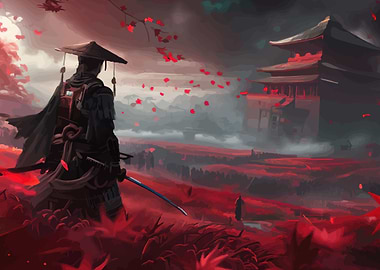 Samurai in a Red Landscape