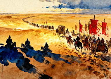 Ancient Caravan Journey Through Desert