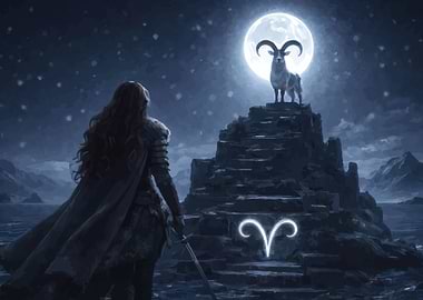 Aries Zodiac Symbol and Warrior