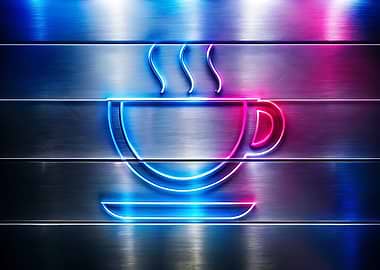 Neon Coffee Cup Icon