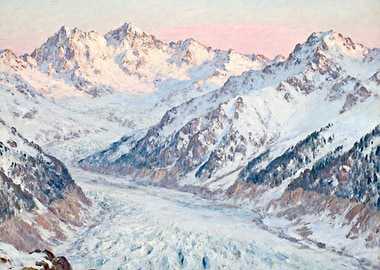 Snowy Mountain Landscape at Sunrise