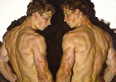 Two muscular men facing each other