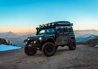 Off-road Jeep in Mountain Landscape