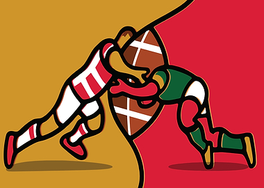 Rugby Players in Scrum