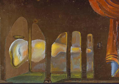 Abstract figures with curtain