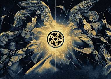 Angels with Violins and a Central Emblem