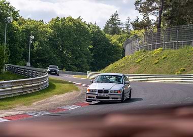Silver BMW E36 on The Nurburgring
