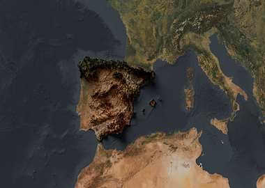 3D Topographic Map of the Iberian Peninsula