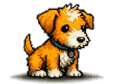 Pixel Art Orange Puppy Dog