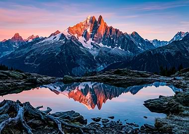 Majestic Mountain Reflection at Sunrise
