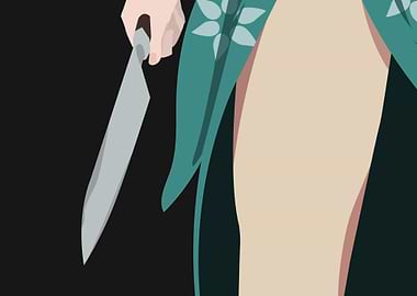 Woman with Knife and Floral Robe