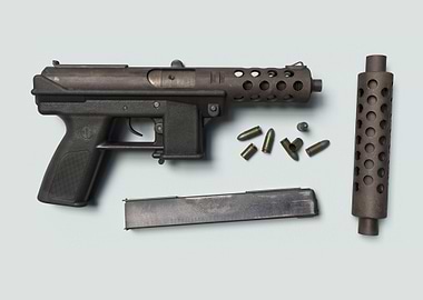 TEC-9 pistol with accessories