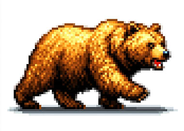 Pixel Art Brown Bear