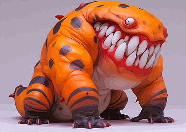 Orange Monster with Sharp Teeth
