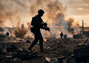 Soldier in a War Zone