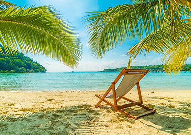 Tropical Beach with Lounge Chair