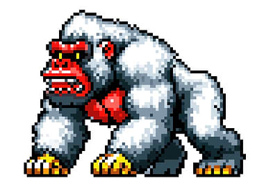 Pixel Art White Gorilla