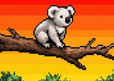 Pixel Art Koala on a Branch
