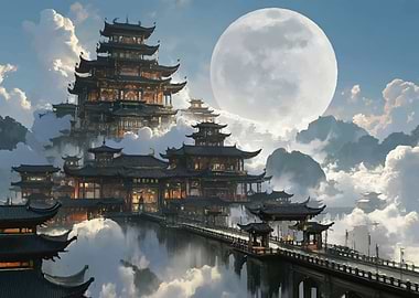 Fantasy Asian Pagoda Cityscape