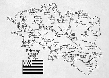 Handdrawn Map of Brittany