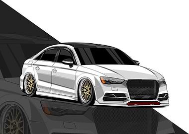 White Audi Sedan with Gold Rims