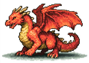 Pixel Art Red Dragon