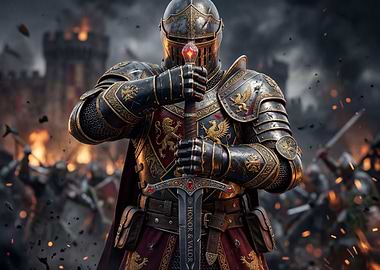 Knight Holding Sword in Battle