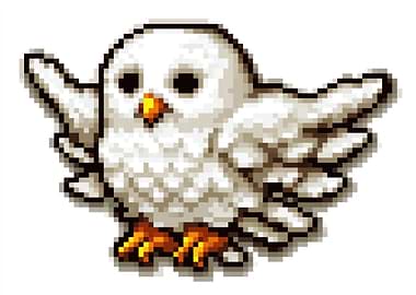 Pixel Art White Owl