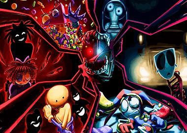 Surreal Characters in a Chaotic Scene
