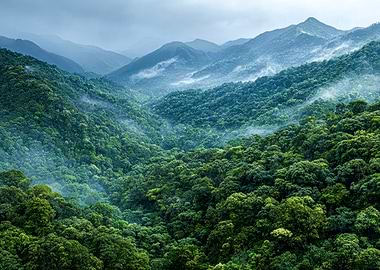 Misty Mountain Forest Landscape