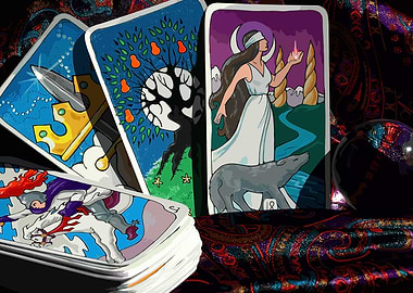 Tarot cards and crystal ball