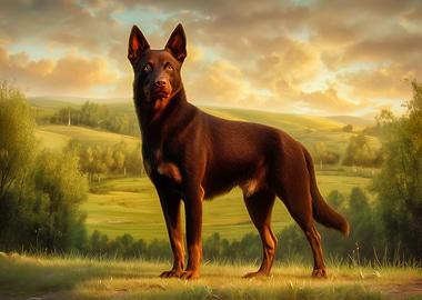 Kelpie dog in a grassy field