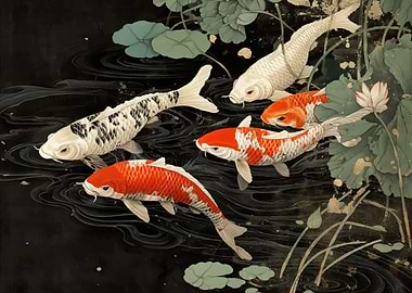 Koi Fish Swimming in Water