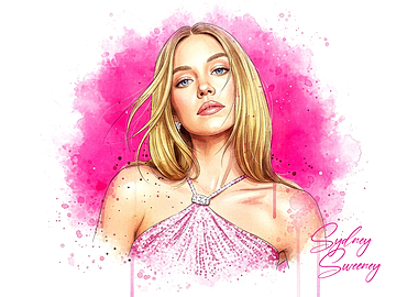 Sydney Sweeney Watercolor Portrait