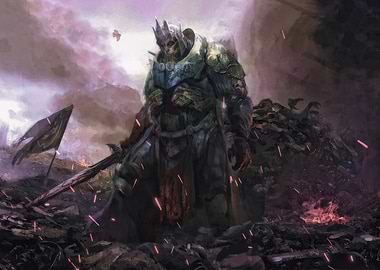 Undead King in Ruined Battlefield
