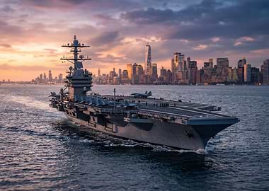 Aircraft Carrier in New York Harbor
