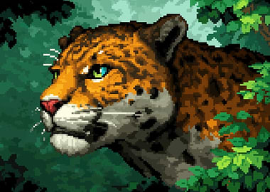 Pixel Art Panther in Forest