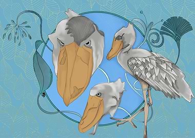 Shoebill stork Art Deco Illustration