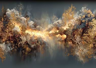 Horizon of Glory – Abstract Gold Wall Art, Luxury Modern Art, Dramatic Statement Decor