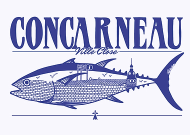 Concarneau Ville Close Tuna Illustration