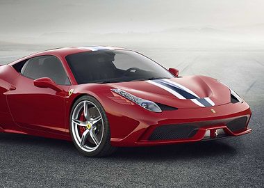 Red Ferrari with Racing Stripes