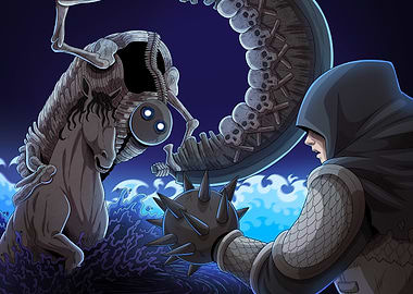 Skeleton Rider vs. Hooded Warrior