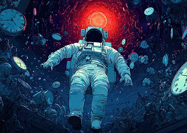 Astronaut in a cosmic clock vortex