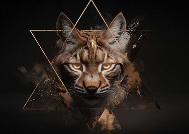 Bobcat with Geometric Overlay