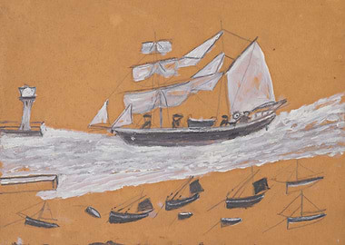 Sailing Ship and Lighthouse Painting