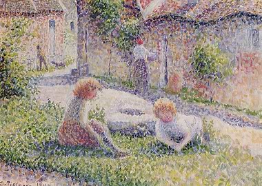 Children in a Garden, Camille Pissarro art